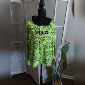 DKNY Women's Bright Green Snake Print Hoodie